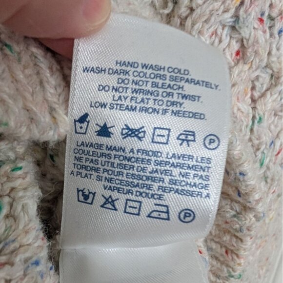 Lands End Cable Knit Turtleneck Sweater Womens Size Large Cream Fisherman - Picture 6 of 10